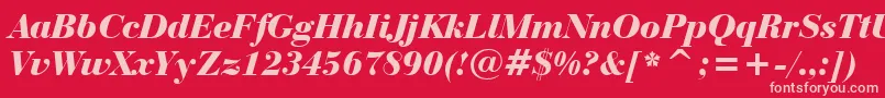 BauerBodoniBlackItalicBt Font – Pink Fonts on Red Background