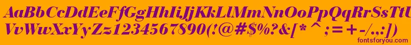 BauerBodoniBlackItalicBt Font – Purple Fonts on Orange Background