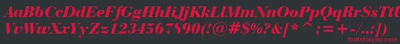 BauerBodoniBlackItalicBt-Schriftart – Rote Schriften auf schwarzem Hintergrund