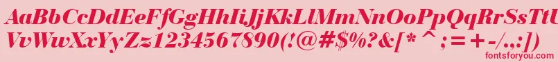 BauerBodoniBlackItalicBt Font – Red Fonts on Pink Background