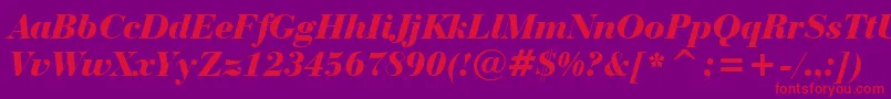 フォントBauerBodoniBlackItalicBt – 紫の背景に赤い文字