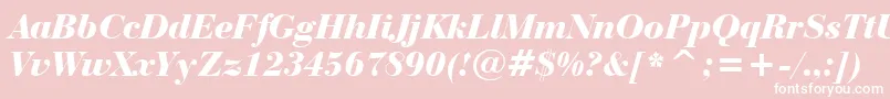 BauerBodoniBlackItalicBt-Schriftart – Weiße Schriften auf rosa Hintergrund