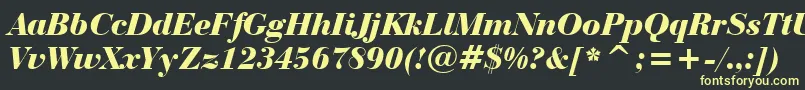 フォントBauerBodoniBlackItalicBt – 黒い背景に黄色の文字