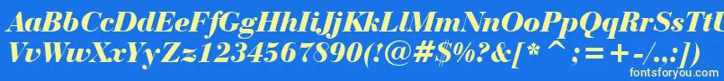 フォントBauerBodoniBlackItalicBt – 黄色の文字、青い背景