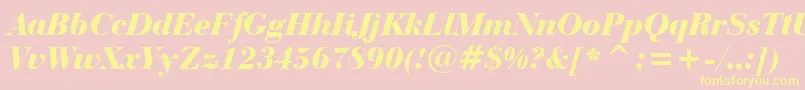 Weitere Informationen zur BauerBodoniBlackItalicBt-Schriftart BauerBodoniBlackItalicBt-Schriftart – Gelbe Schriften auf rosa Hintergrund