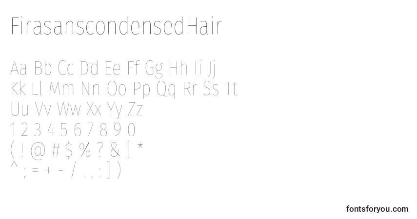 A fonte FirasanscondensedHair – alfabeto, números, caracteres especiais