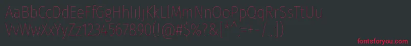 フォントFirasanscondensedHair – 黒い背景に赤い文字