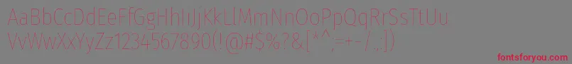 FirasanscondensedHair-Schriftart – Rote Schriften auf grauem Hintergrund
