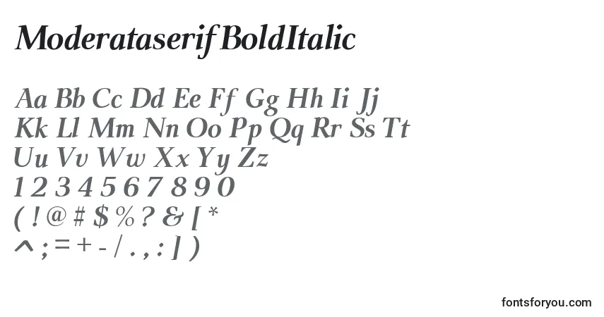 ModerataserifBoldItalic-fontti – aakkoset, numerot, erikoismerkit