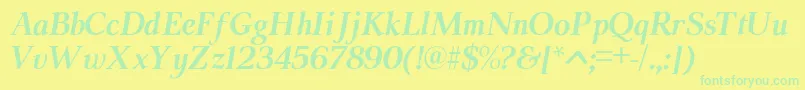 ModerataserifBoldItalic Font – Green Fonts on Yellow Background