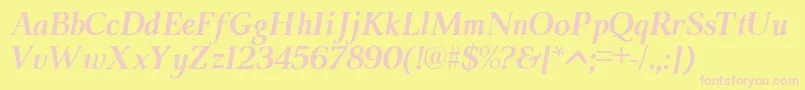 ModerataserifBoldItalic Font – Pink Fonts on Yellow Background