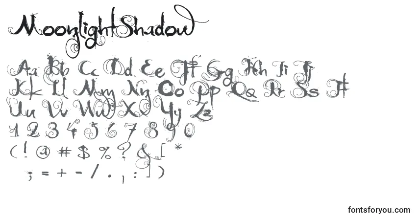Czcionka MoonlightShadow – alfabet, cyfry, specjalne znaki