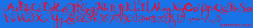 フォントMoonlightShadow – 赤い文字の青い背景