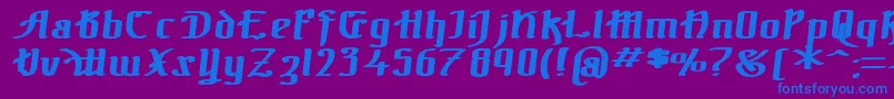 Czcionka TheBlackBlocBoldItal – niebieskie czcionki na fioletowym tle