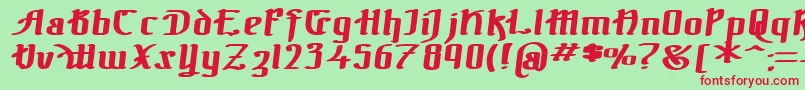 フォントTheBlackBlocBoldItal – 赤い文字の緑の背景