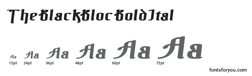 Размеры шрифта TheBlackBlocBoldItal