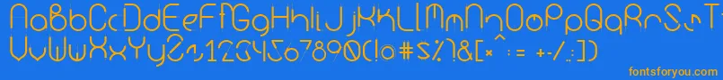 フォントKurba – オレンジ色の文字が青い背景にあります。