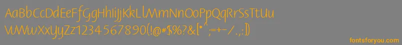 フォントBernerbasisschrift1 – オレンジの文字は灰色の背景にあります。