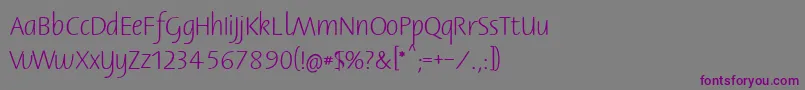 Bernerbasisschrift1-fontti – violetit fontit harmaalla taustalla