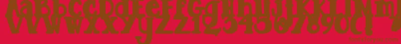 Fonte DjbTootsieWootsieBold – fontes marrons em um fundo vermelho
