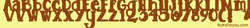 フォントDjbTootsieWootsieBold – 茶色の文字が黄色の背景にあります。