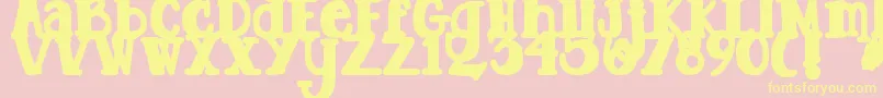 DjbTootsieWootsieBold-Schriftart – Gelbe Schriften auf rosa Hintergrund