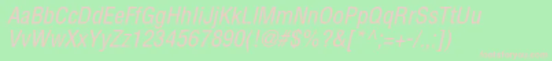 HelveticaltstdCondobl-fontti – vaaleanpunaiset fontit vihreällä taustalla