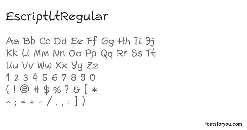 Шрифт EscriptLtRegular – алфавит, цифры, специальные символы