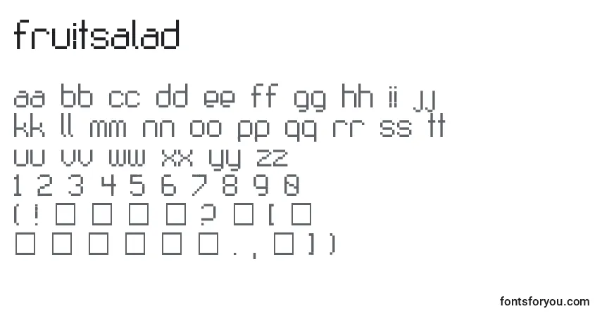 A fonte Fruitsalad – alfabeto, números, caracteres especiais