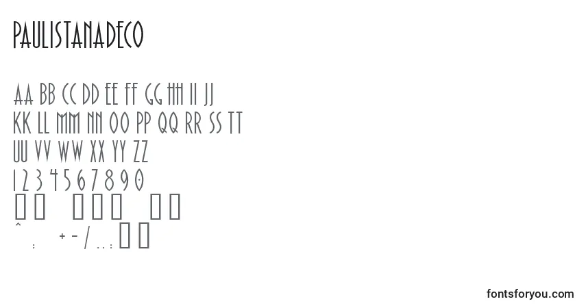 Шрифт PaulistanaDeco – алфавит, цифры, специальные символы