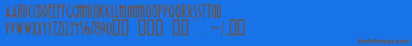 フォントPaulistanaDeco – 茶色の文字が青い背景にあります。