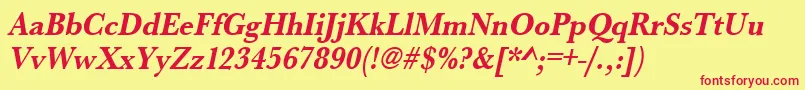 UrwbaskertextnarBoldOblique Font – Red Fonts on Yellow Background