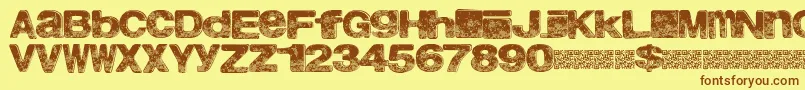 Northbeach-Schriftart – Braune Schriften auf gelbem Hintergrund