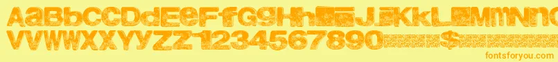 Northbeach-Schriftart – Orangefarbene Schriften auf gelbem Hintergrund