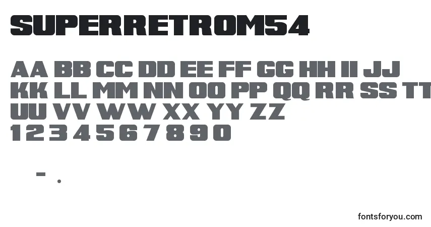 SuperRetroM54 Font – alphabet, numbers, special characters