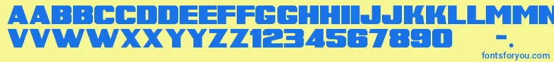 SuperRetroM54 Font – Blue Fonts on Yellow Background