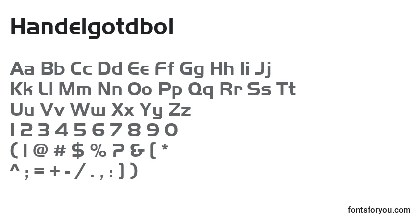 Handelgotdbolフォント–アルファベット、数字、特殊文字