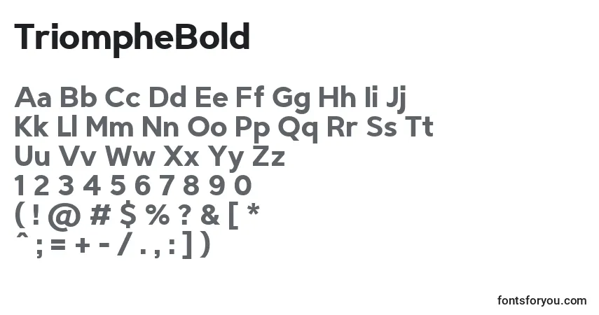 Czcionka TriompheBold – alfabet, cyfry, specjalne znaki