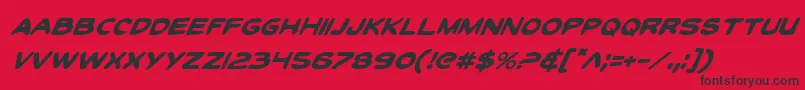 Czcionka ToonTownIndustrialItalic – czarne czcionki na czerwonym tle