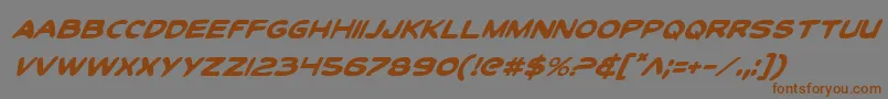 Czcionka ToonTownIndustrialItalic – brązowe czcionki na szarym tle