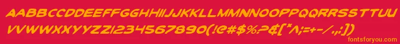 ToonTownIndustrialItalic-fontti – oranssit fontit punaisella taustalla