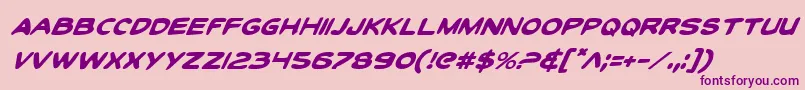 Fonte ToonTownIndustrialItalic – fontes roxas em um fundo rosa