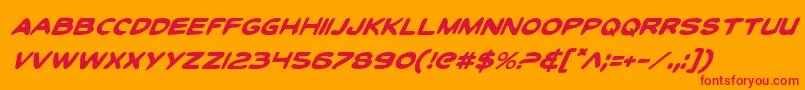 ToonTownIndustrialItalic-fontti – punaiset fontit oranssilla taustalla