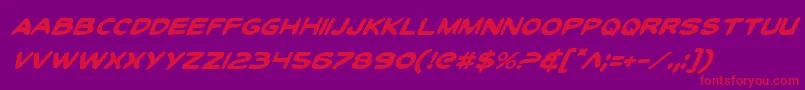 ToonTownIndustrialItalic Font – Red Fonts on Purple Background