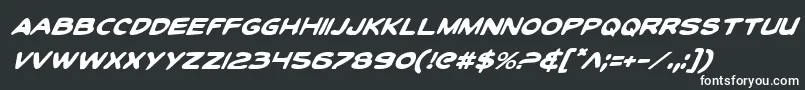 フォントToonTownIndustrialItalic – 黒い背景に白い文字