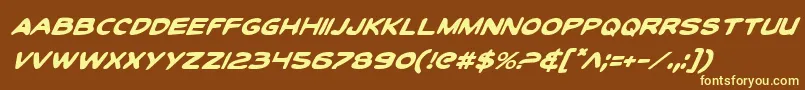 ToonTownIndustrialItalic Font – Yellow Fonts on Brown Background