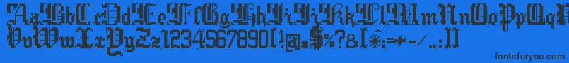 Argcwars-Schriftart – Schwarze Schriften auf blauem Hintergrund
