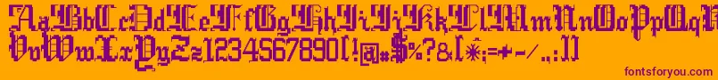 Argcwars-Schriftart – Violette Schriften auf orangefarbenem Hintergrund