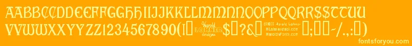 Cabaletta-Schriftart – Gelbe Schriften auf orangefarbenem Hintergrund