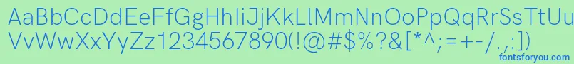 HkgroteskLight Font – Blue Fonts on Green Background